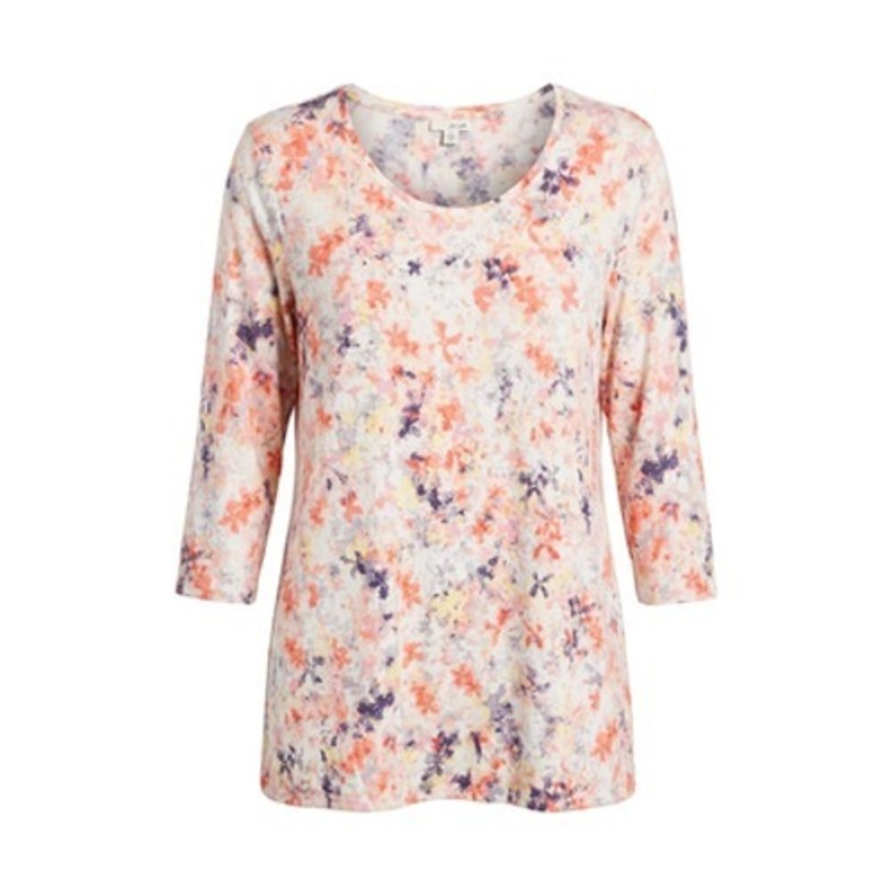 Pure Jill Tunic Top Women XL Artsy Floral Scoop Neck Whimsical Comfort Casual